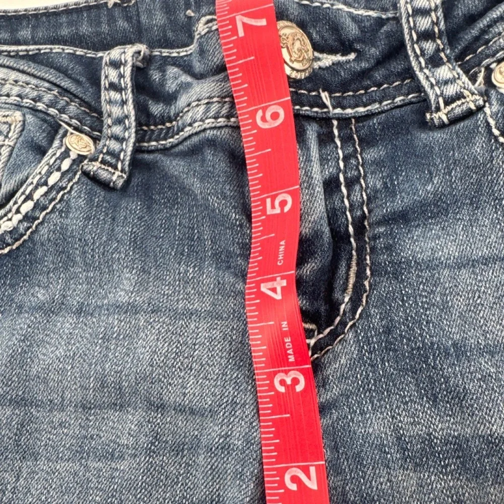 Grace in LA Girls Bootcut Jeans Size 12 Blue Embellished Rhinestone Distressed